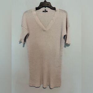 Eileen Fisher Women Ribbed Knit Linen/Cotton Tunic Blouse Size Small V-Neck